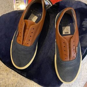 Men’s 7 Brown Leather Blue Suede Vans Era trainers #skateboarding